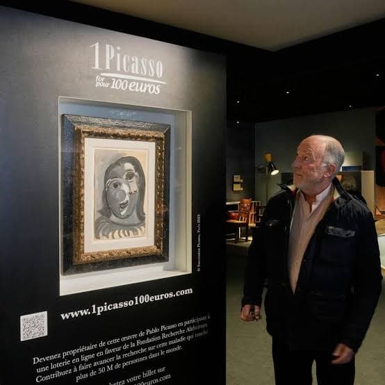 A lottery for a Picasso painting with 100-euro tickets in Paris to support Alzheimer’s.