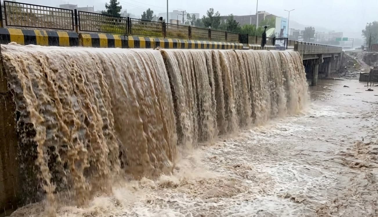 Flooding of the newly inaugurated Herat underpass during the first rainfall.