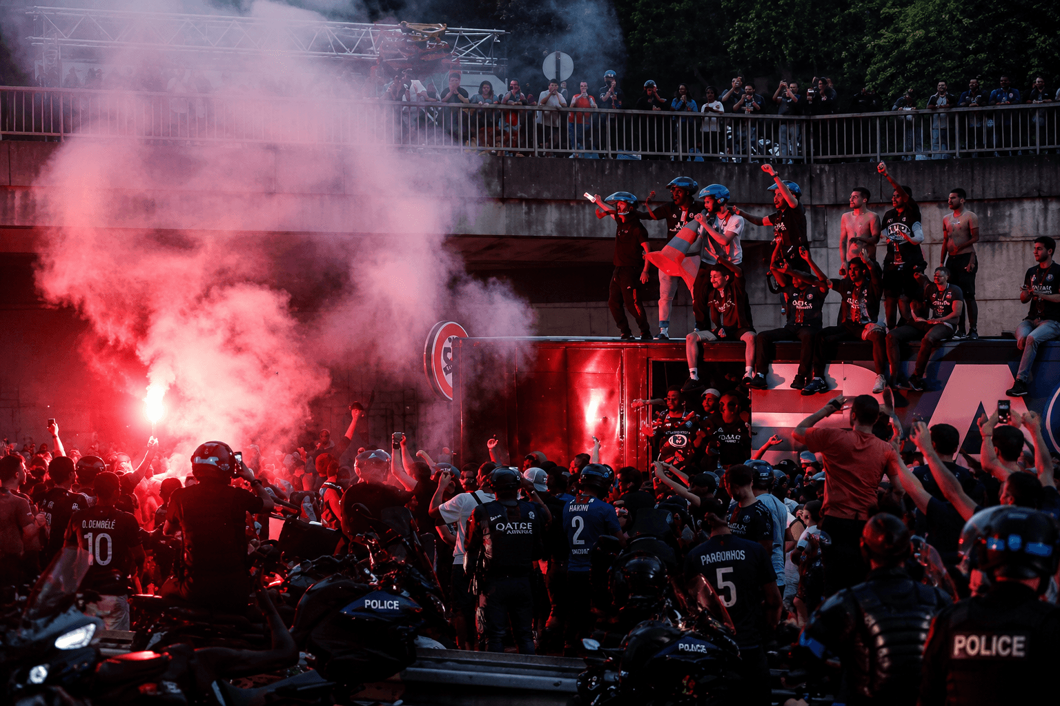 Seven Police officers injured in unrest following the UEFA champions league final.