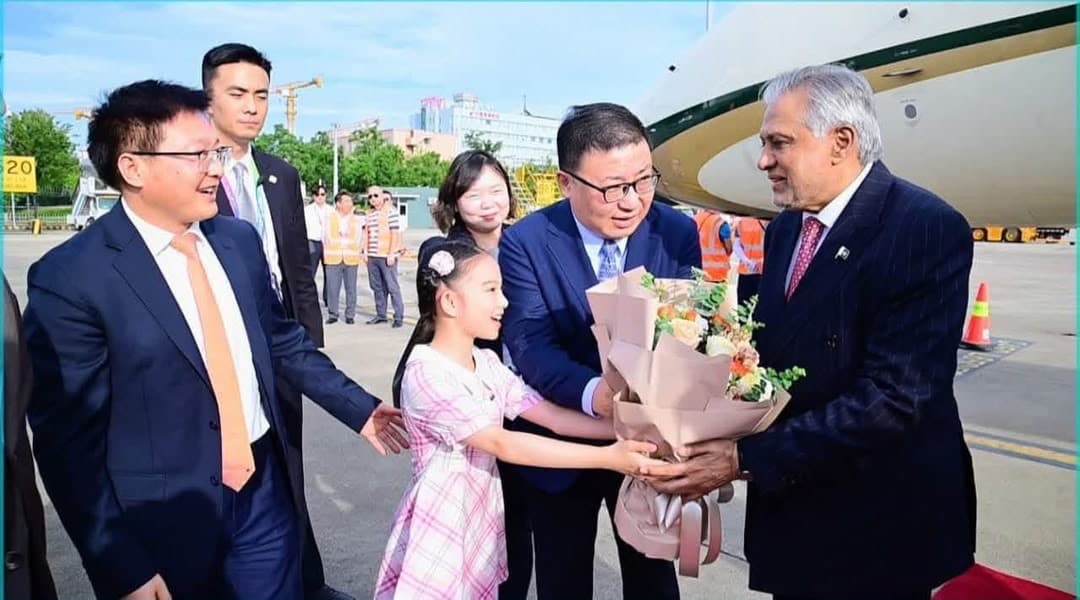 Pakistan’s deputy prime minister arrives in China to attend the artificial intelligence conference.