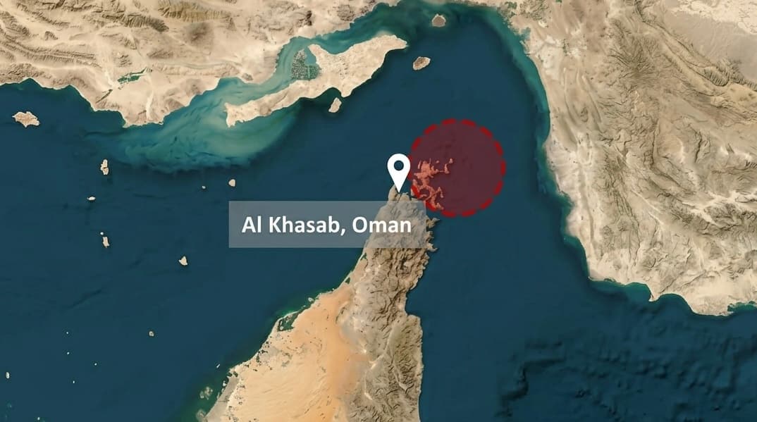 A vessel in the Strait of Hormuz targeted by unidentified projectile.