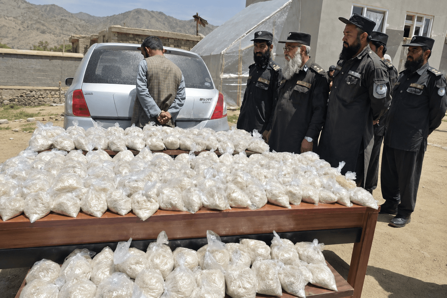 بازداشت يک قاچاقچى با ۶۱ كيلو مواد مخدر در ولايت غور.