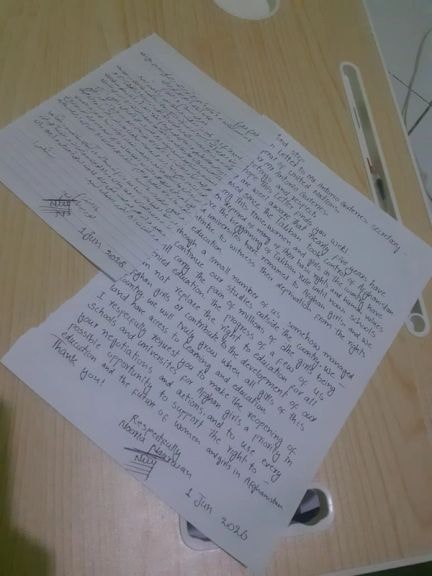 “We do not want to become victims of the world’s silence” Afghan Girls’ Letter to the United Nations secretary-general.