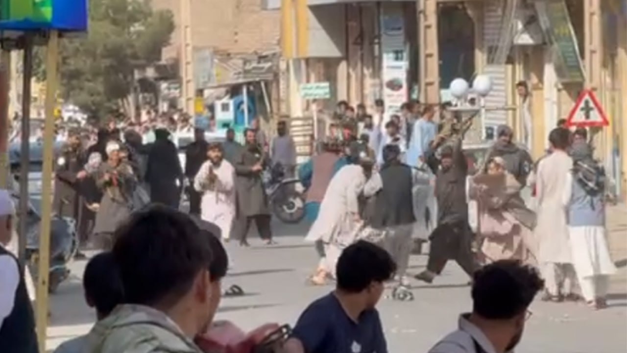 Direct gunfire by the Taliban at protesters; women and men of Jebrail, Herat, demonstrate together.