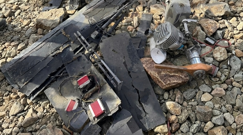 The wreckage of a drone that crashed in Zebak bears similarities to drones used by the Taliban.